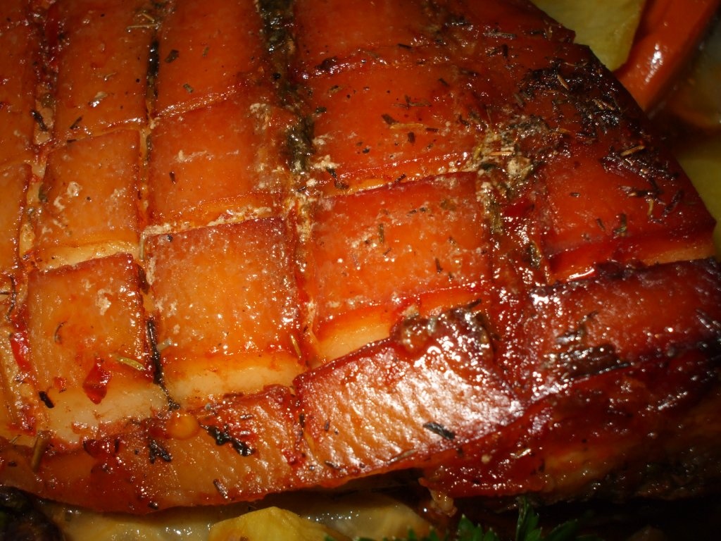 Friptura din piept de porc cu verdeturi si legume la cuptor