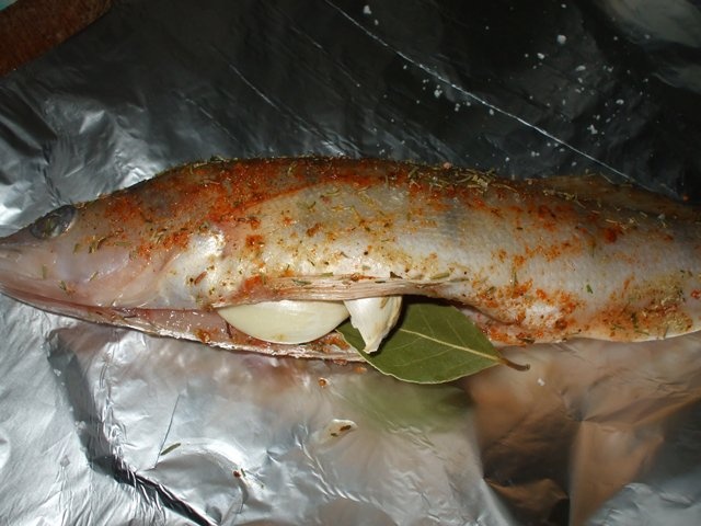 Salau impachetat pe gratar