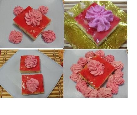 Prajitura cu rabarbura, budinca, tort-gelee si frisca