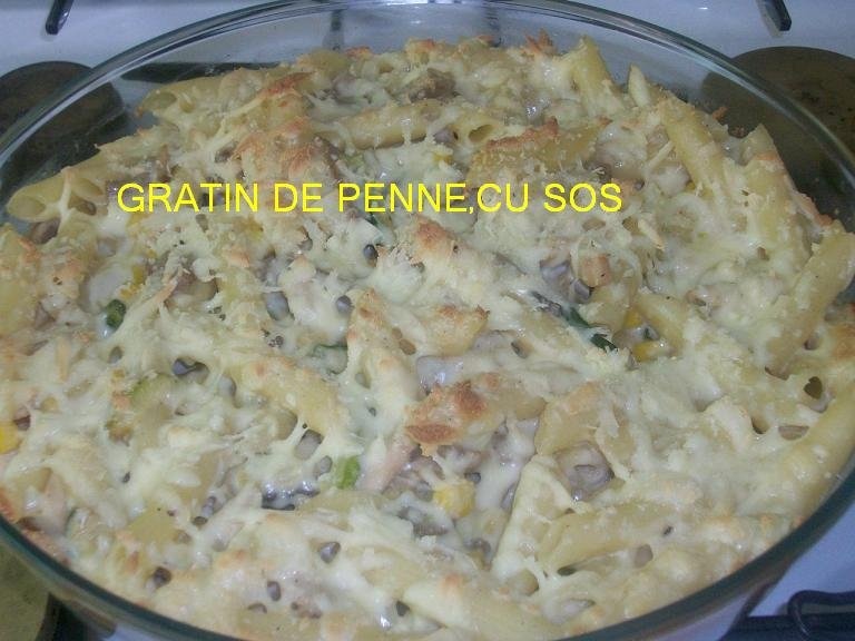 Gratin de penne cu sos