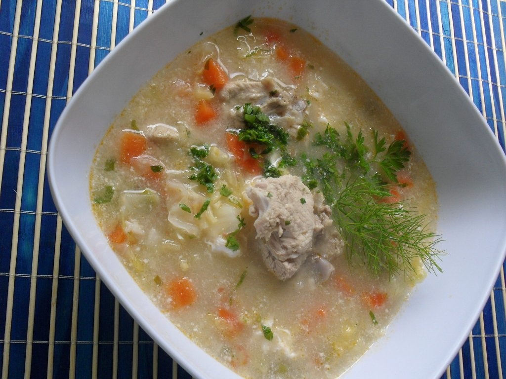 Ciorba taraneasca cu carne de porc si zarzavat de primavara