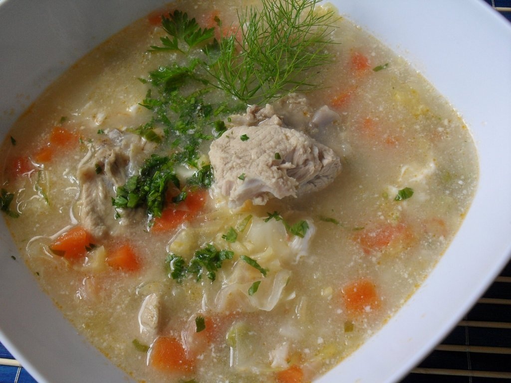Ciorba taraneasca cu carne de porc si zarzavat de primavara