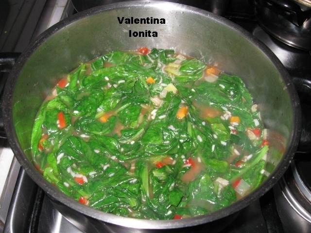 Spanac cu orez si masline