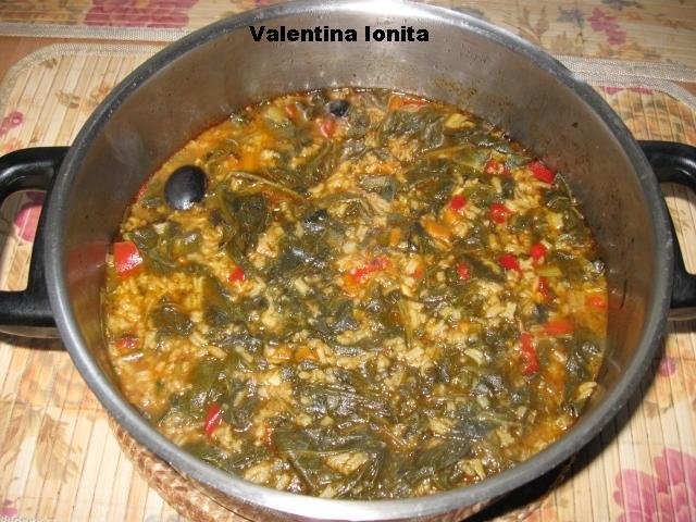 Spanac cu orez si masline