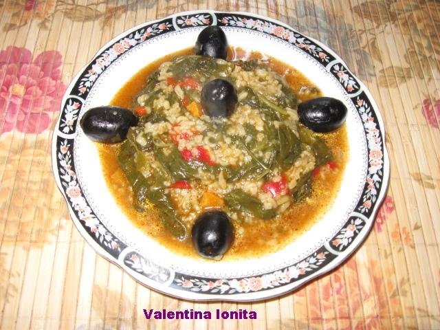 Spanac cu orez si masline