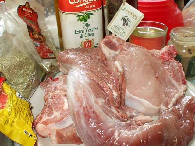 Fricassée de caïon/Carne de porc in sos de vin