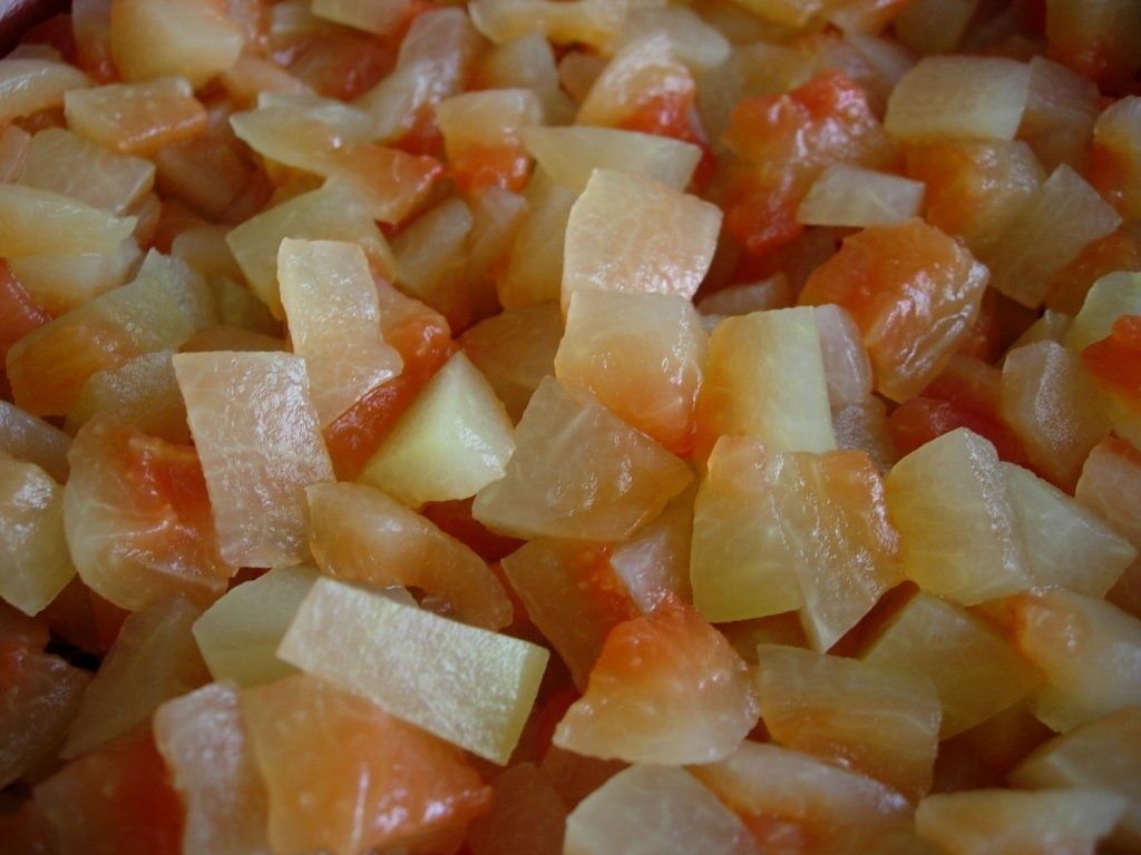 Dulceata de coji de pepene rosu