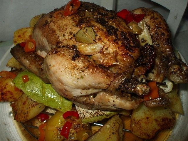 Pui cu legume la cuptorul cu halogen