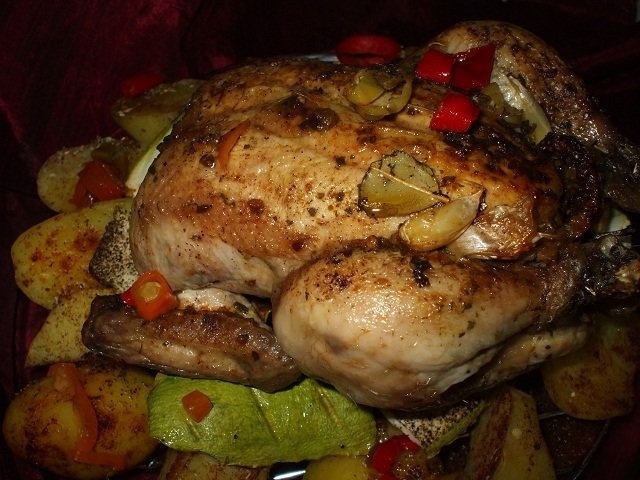 Pui cu legume la cuptorul cu halogen