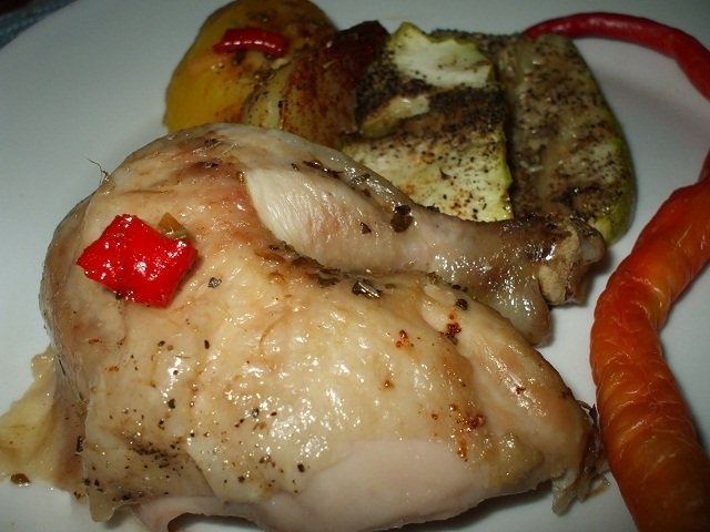 Pui cu legume la cuptorul cu halogen