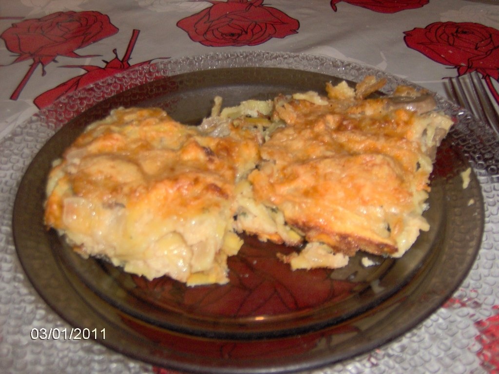 Budinca din paste cu ciuperci