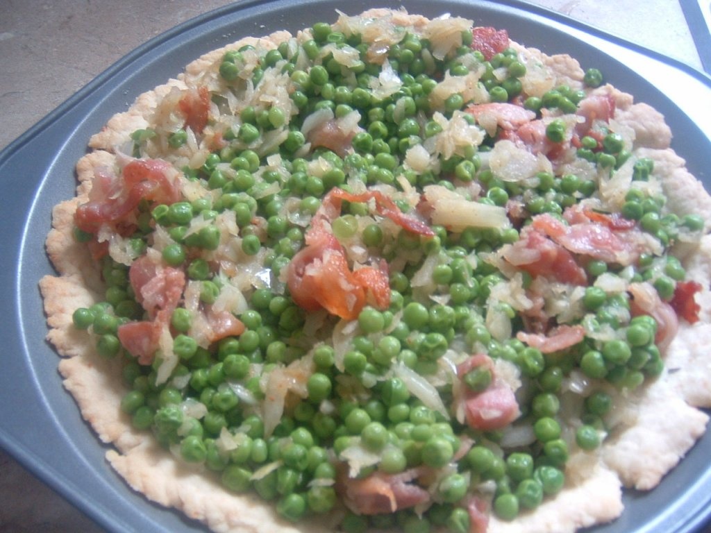 Tarta cu bacon ,mazare &frisca(reteta frantuzeasca)