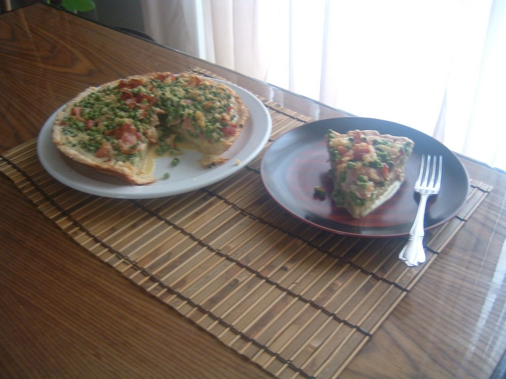 Tarta cu bacon ,mazare &frisca(reteta frantuzeasca)