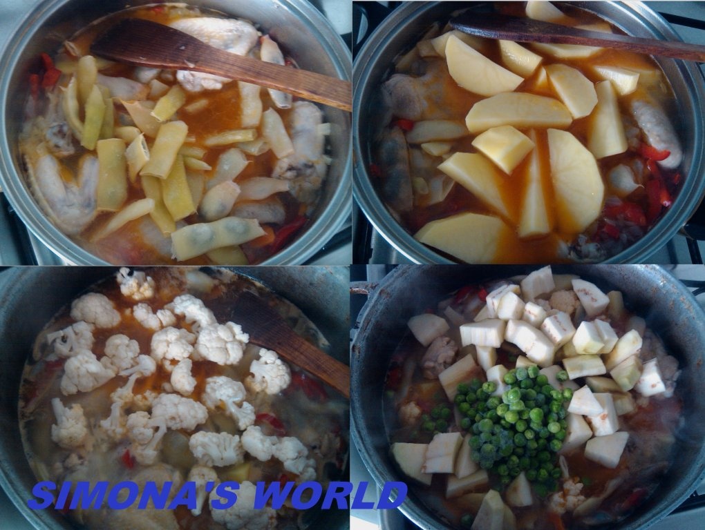 Ghiveci de legume cu aripioare de pui