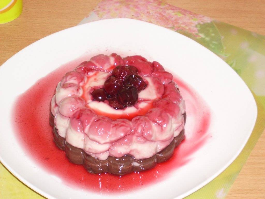 Budinca de vanilie si ciocolata amaruie de post