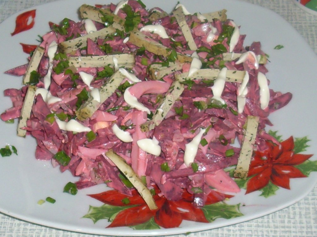 Salata de sfecla cu castraveti murati si branza Tofu