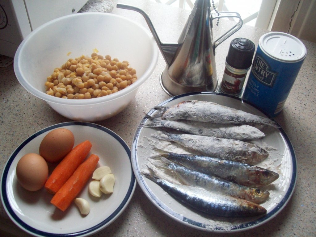 Sardine prajite cu naut