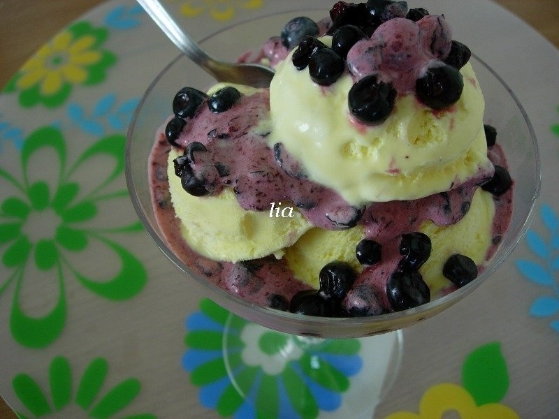 Inghetata de vanilie si fructe de coacaze