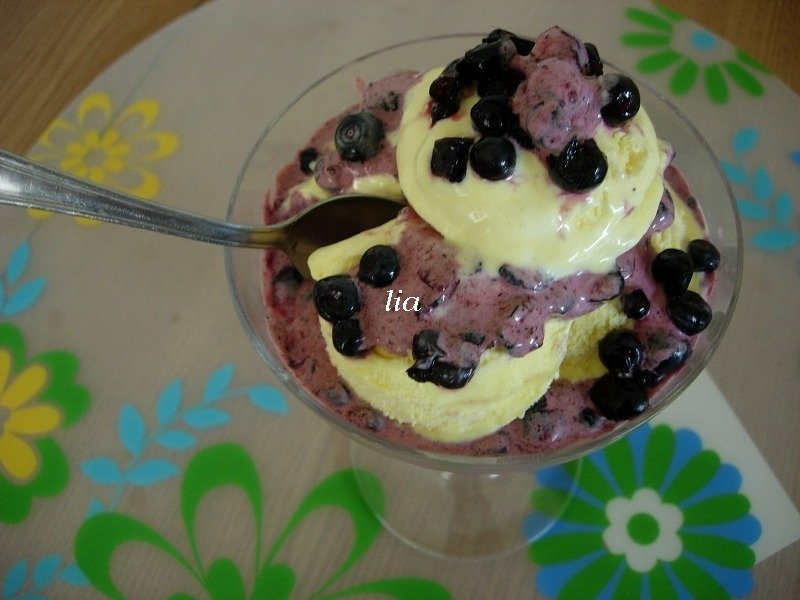 Inghetata de vanilie si fructe de coacaze