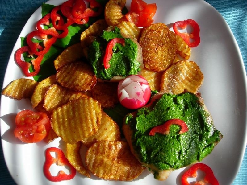 Gratare de pui cu pasta de leurda