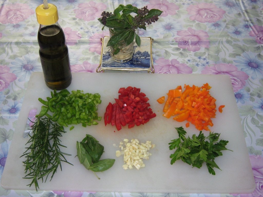 Spaghete cu ardei de 3 culori