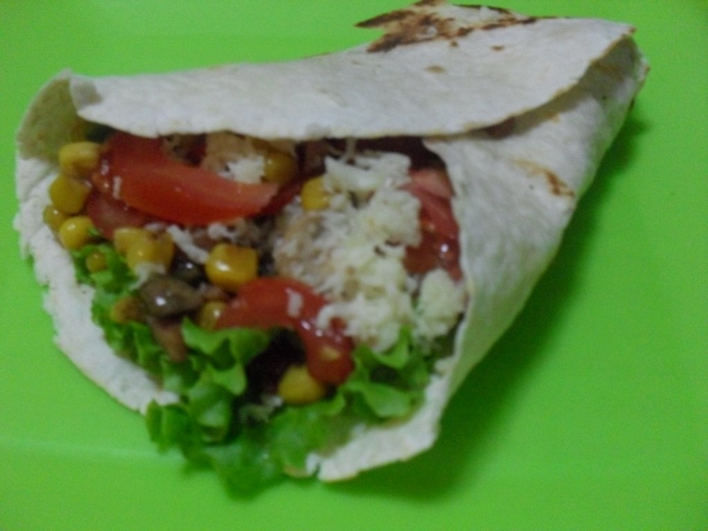 Lipie cu ciuperci, porumb si cas