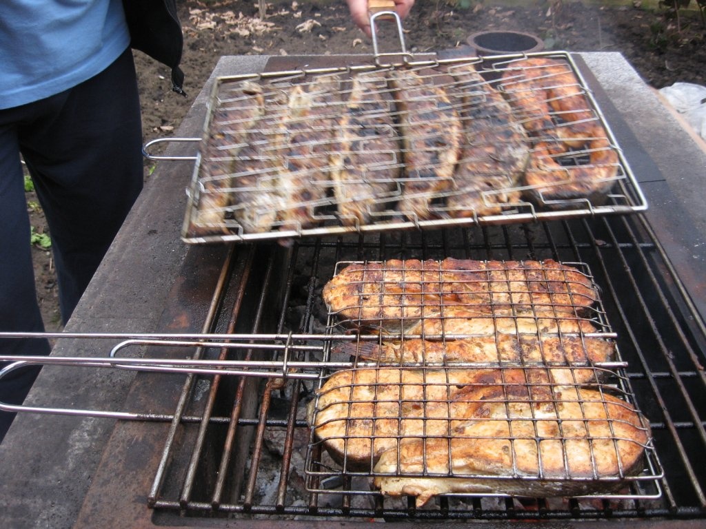 Somon si pastrav la gratar