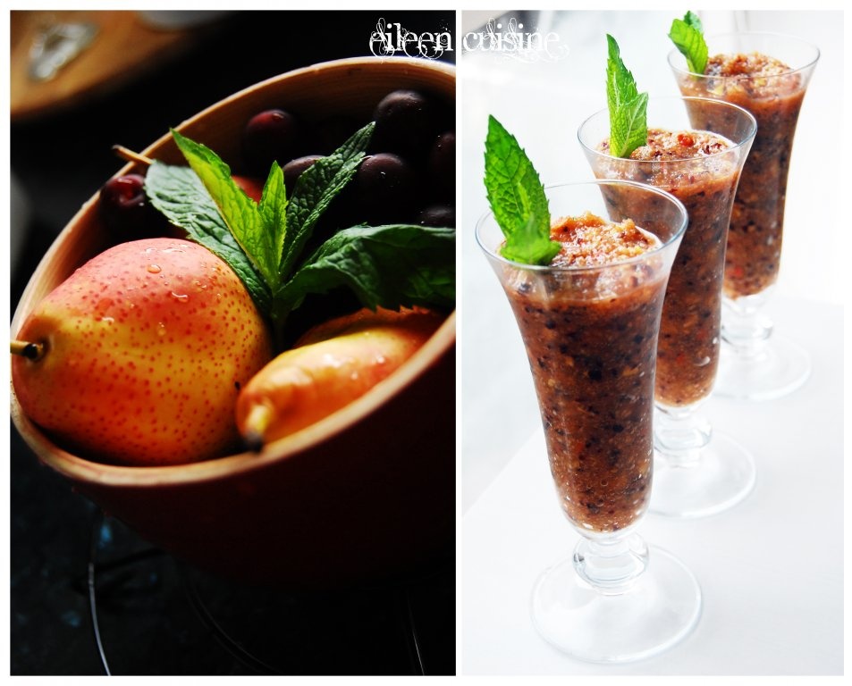 Smoothie cu pere, cirese si menta