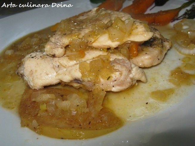 Pui în sos de cidru (reteta Turul Frantei Eurosport 2011)