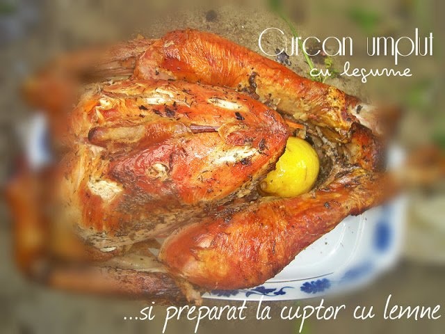 Curcan umplut, la cuptor cu lemne