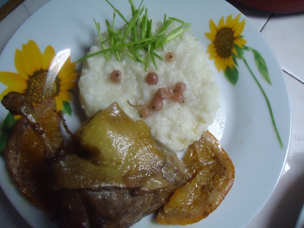 Friptura de rata cu sos de fructe de padure