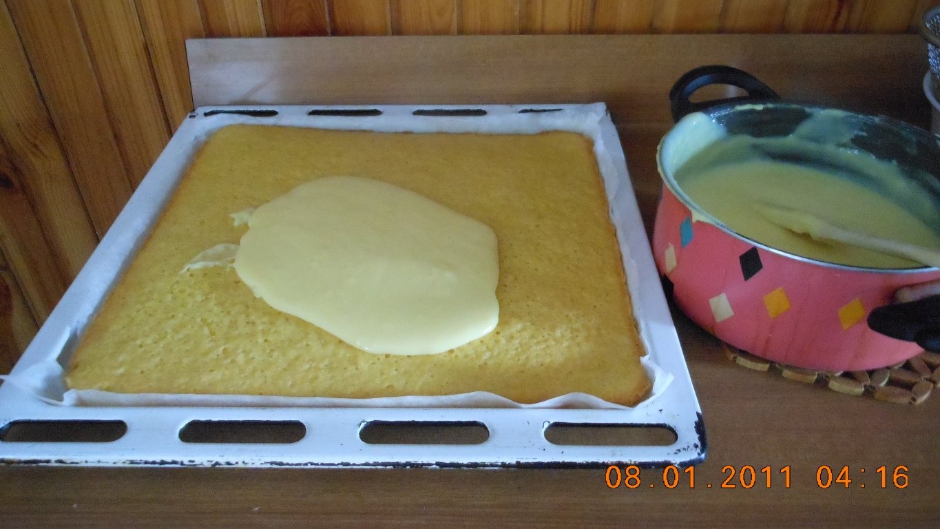 Prajitura cu crema si fructe