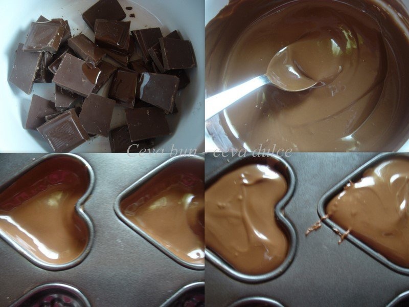 Praline de ciocolata umplute cu crema de ness - Valentine`s day