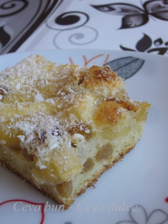 Prajitura cu mere, stafide si nuca de cocos