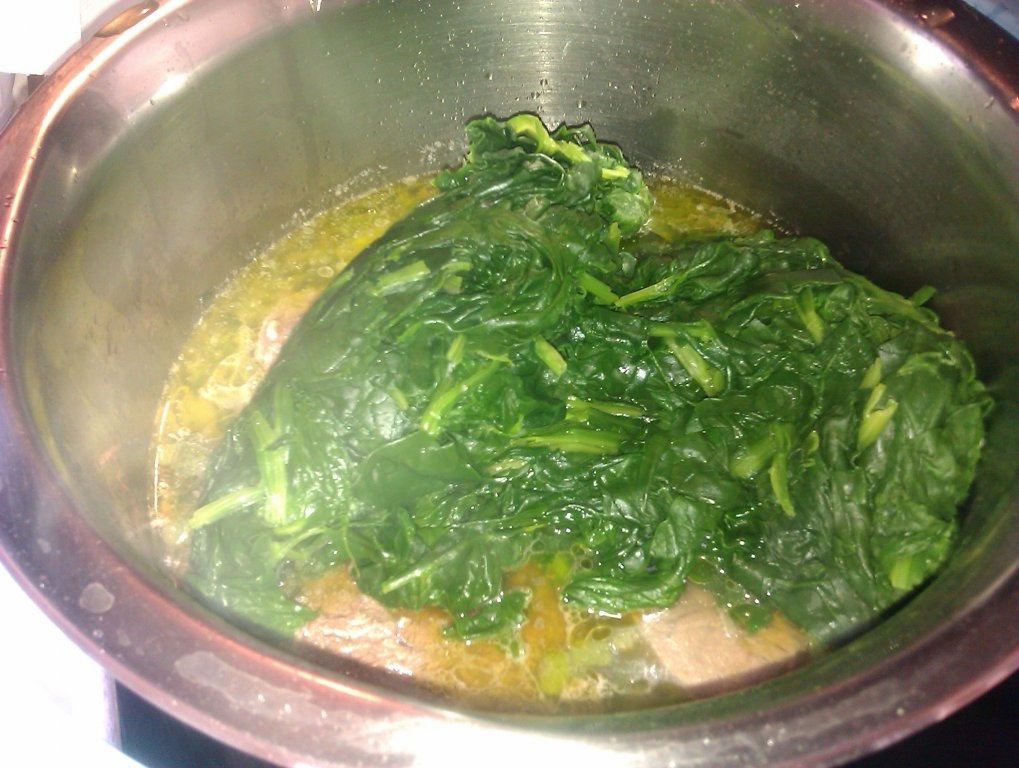 Fricase (spanac su carne de vitel)