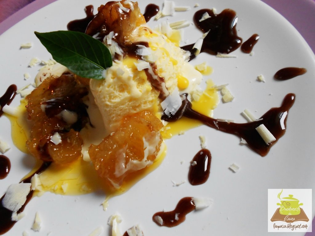 Banane caramelizate cu inghetata