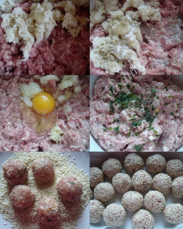 Chiftelute cu susan la cuptor