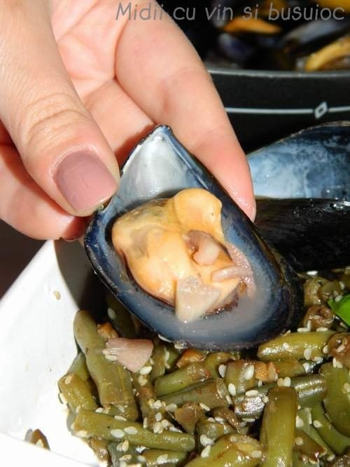 Midii cu vin si busuioc