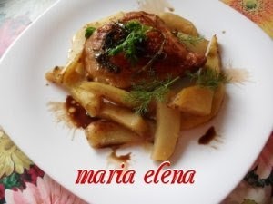 Pulpe de pui la cuptor cu bere neagra si cartofi