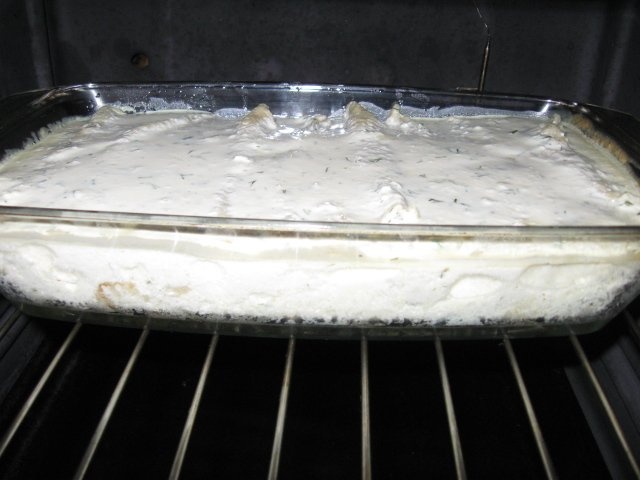 Budinca de clatite cu branza la cuptor