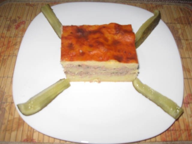 Musaca cu carne si piure de cartofi