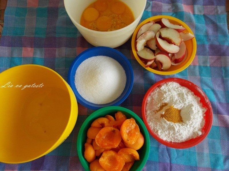 Prajitura cu nectarine si caise