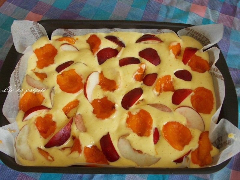 Prajitura cu nectarine si caise