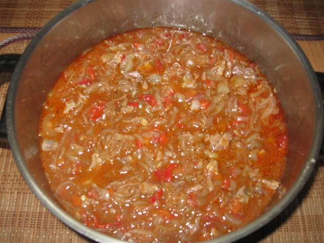 Tocanita de ceapa cu rasol de vitel,ceapa si rosii