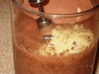 Inghetata de cacao cu fulgi de migdale pe bat