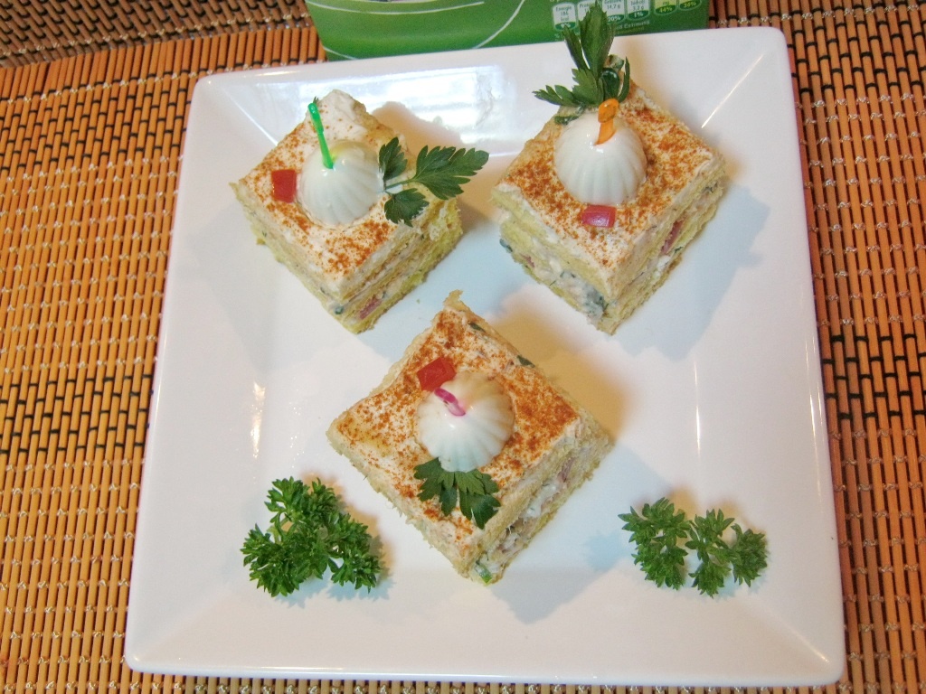 Cuburi aperitiv cu Miez de lapte ton si branza