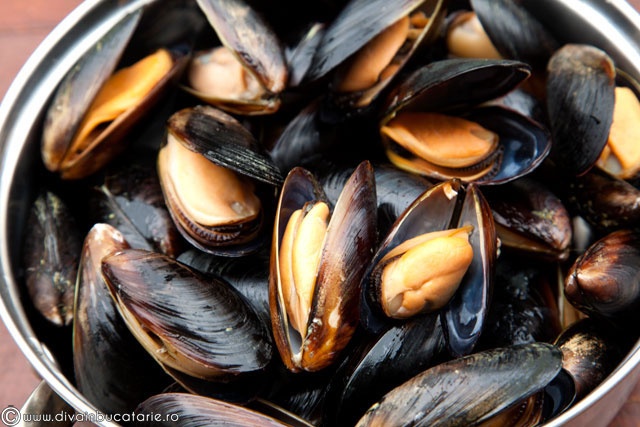 Midii in sos de vin si sofran