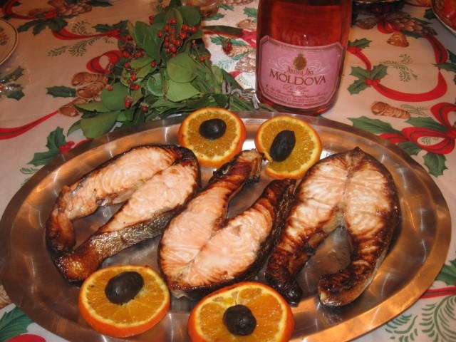 Somon  la grill (gratar) cu  portocale