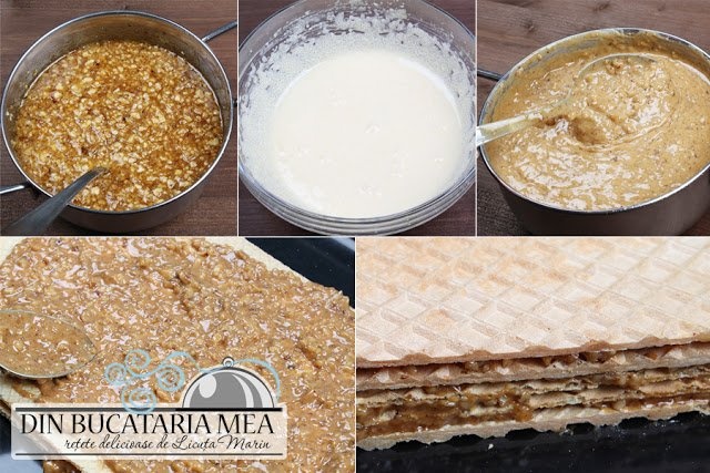 Prajitura cu foi de napolitana si nuca