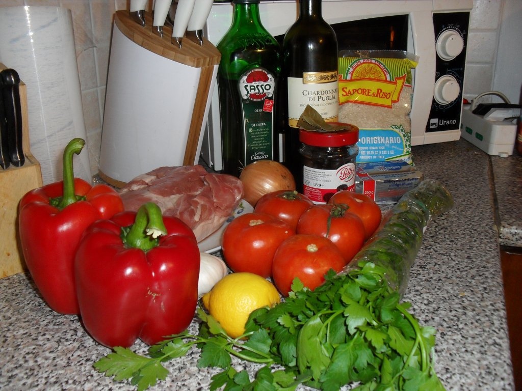 Spezzatino (Tocanita) siciliana pe pat de orez.